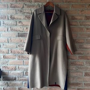 tan,rust,navy oversized wool coat